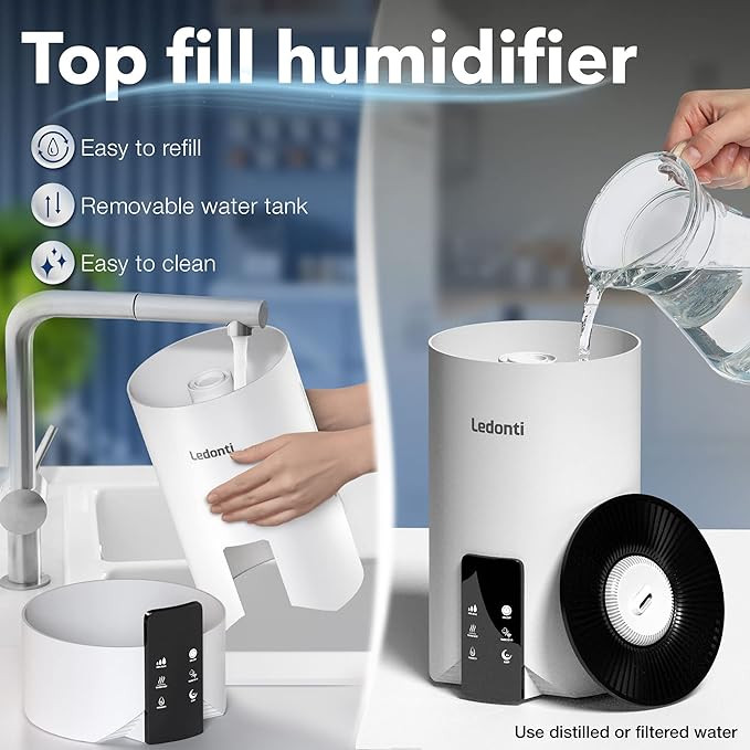 WiFi Control Humidifiers for Bedroom - Dual Mist (Cool & Warm) ! Humidifier 4L Big Capacity Top F... | Amazon (US)