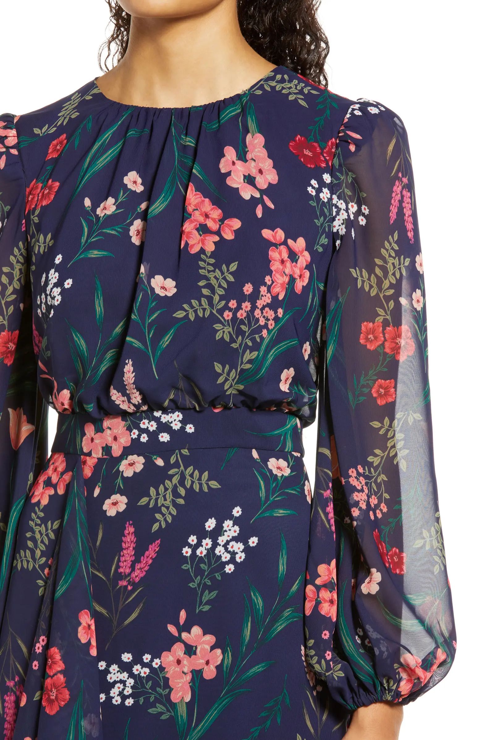 Floral Cascade Ruffle Long Sleeve Dress | Nordstrom