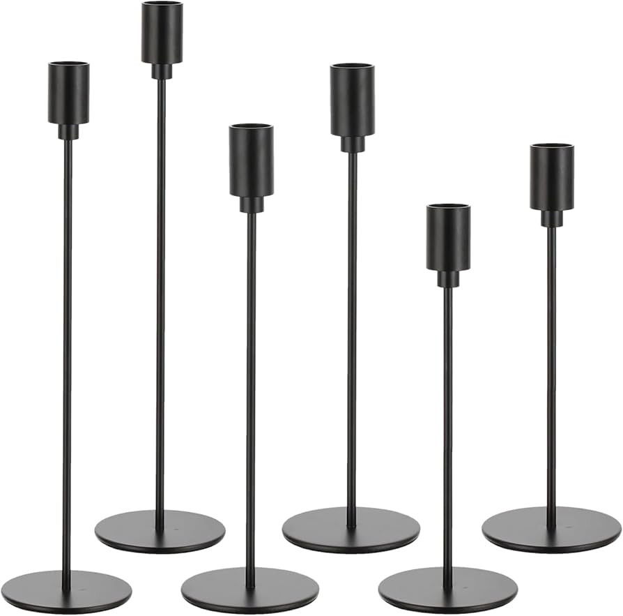 Candeldo Candle Holder Black Decor: Taper Candlestick Holders for Halloween Mantle Decoration Set... | Amazon (US)