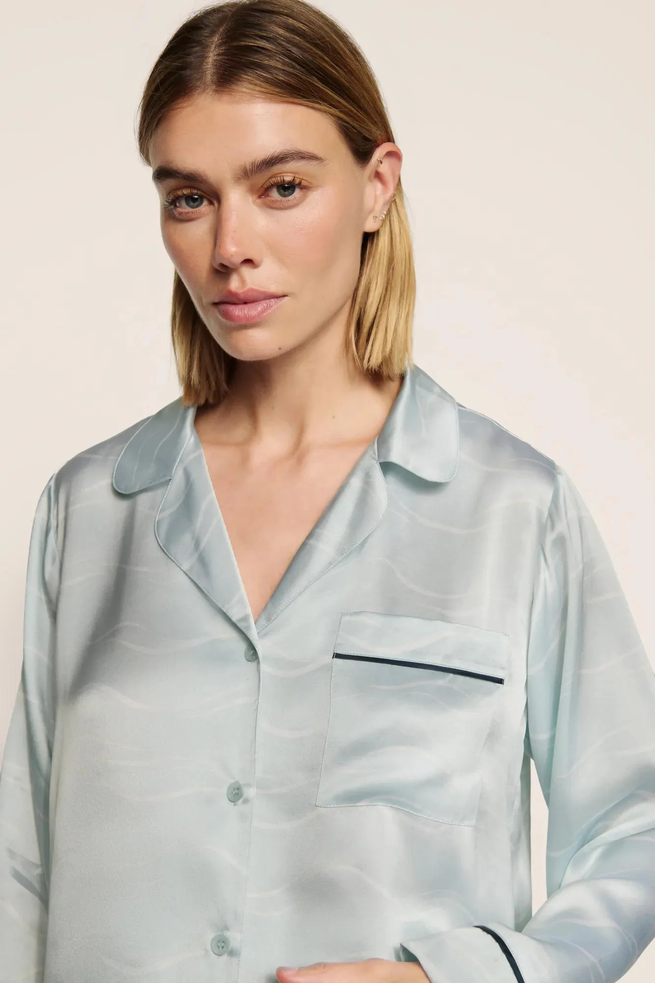 Eberjey x The Ritz-Carlton Yacht Collection - Inez Washable Silk Printed Long PJ Set | Eberjey