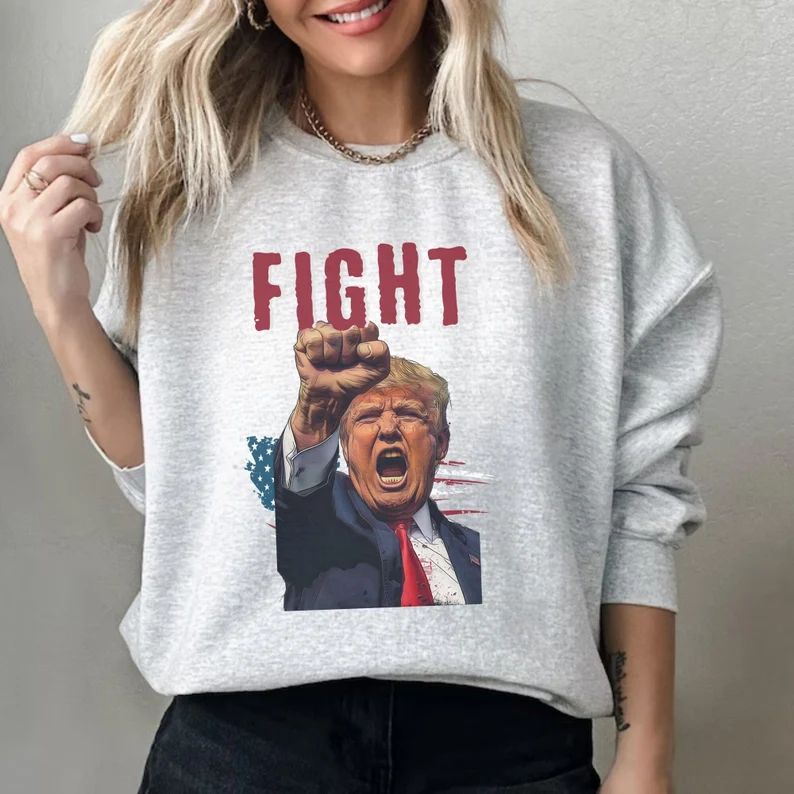 Trump Fight Shirt American Flag Sweatshirt Pro Trump Crewneck Pro America Tshirt Trump 2024 Shirt... | Etsy (US)