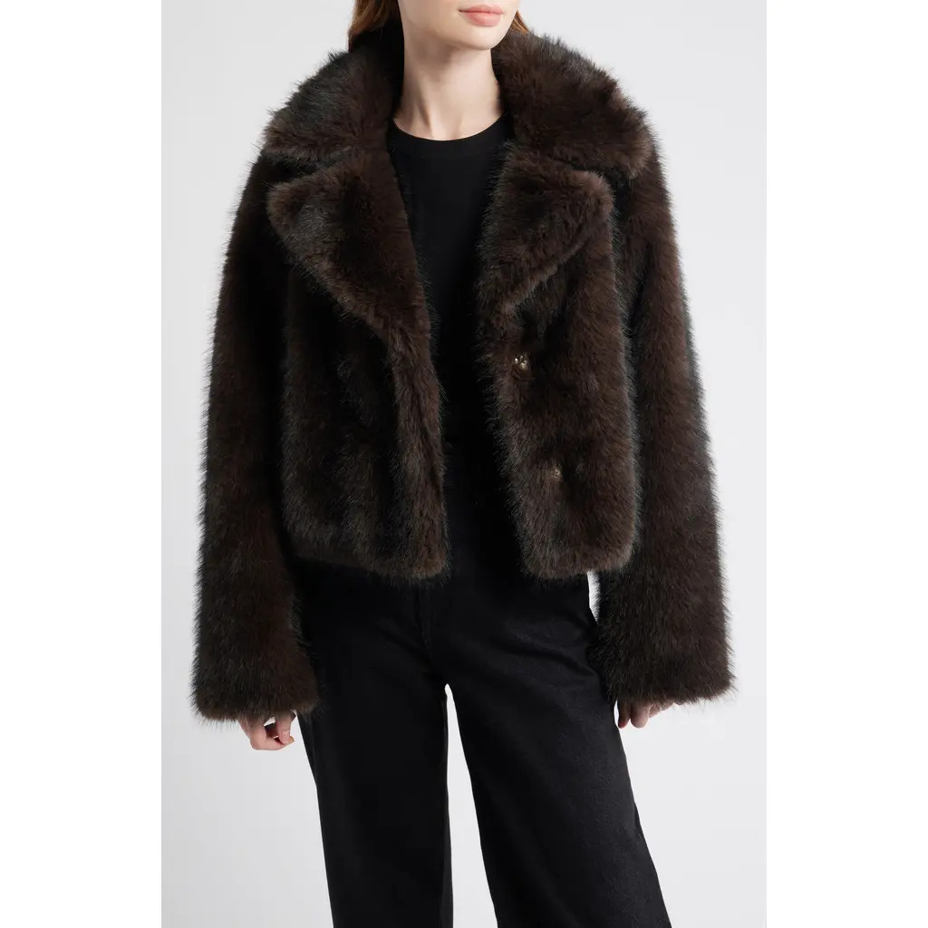 Thread & Supply Short Faux Fur Coat in Dark Brown at Nordstrom Rack, Size Large | Nordstrom Rack