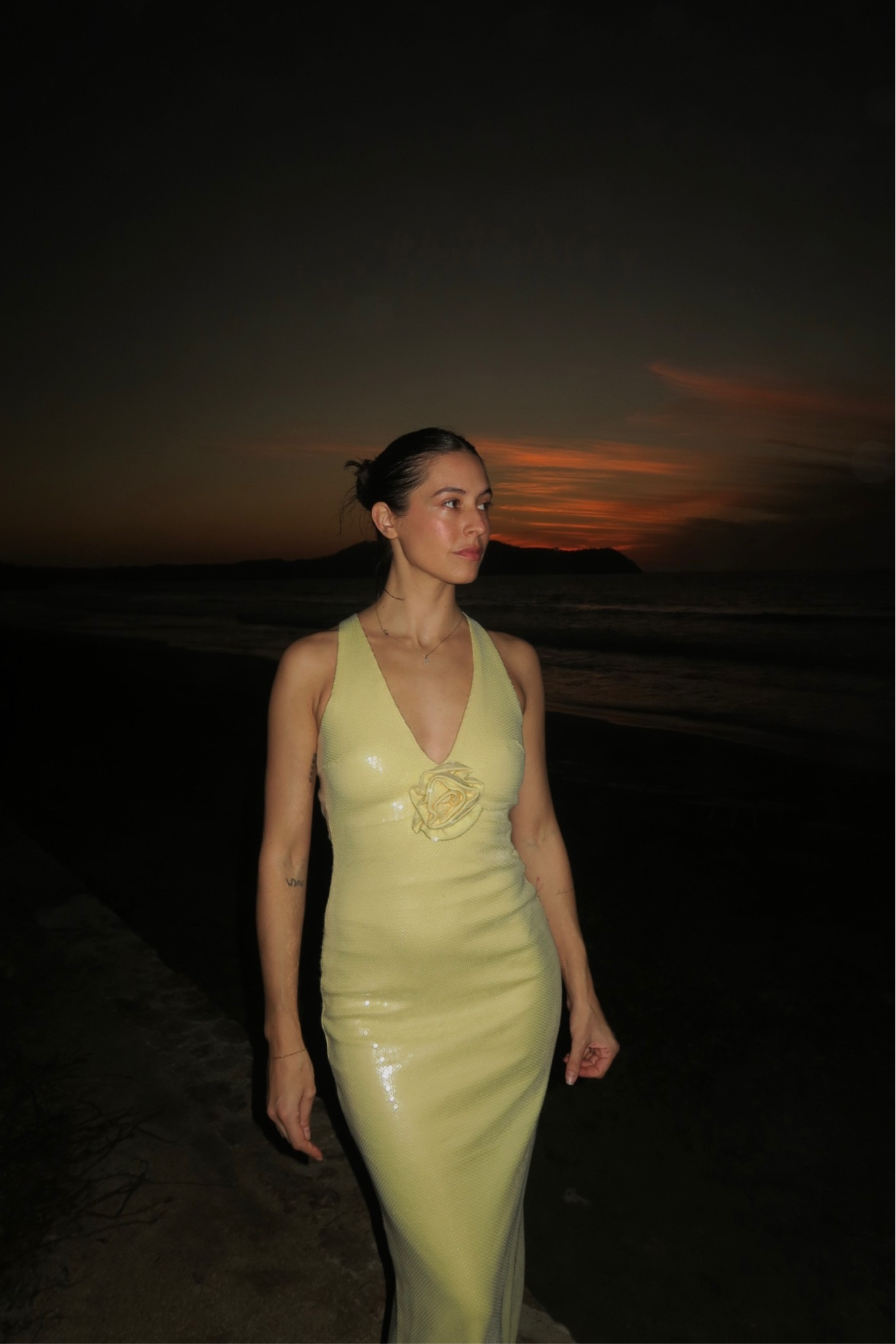 eliza rose sequin maxi dress - lemon Meshki - Eliza Rose Sequin Maxi Dress - Lemon