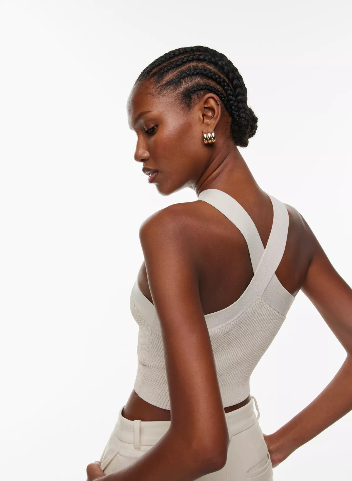 SCULPT KNIT CRISS CROSS CROPPED TANK | Aritzia