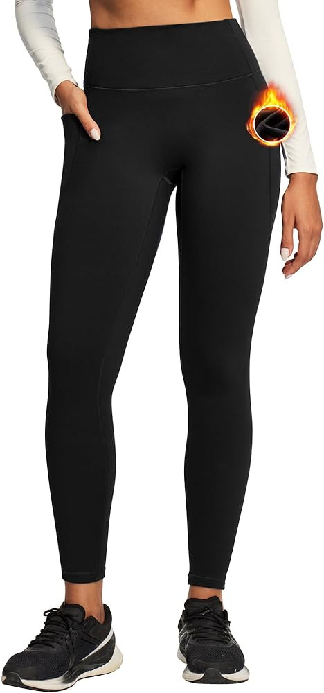 Ewedoos Fleece Lined Leggings Women Tummy Control with Pockets No Front Seam Warm Thermal Legging... | Amazon (US)
