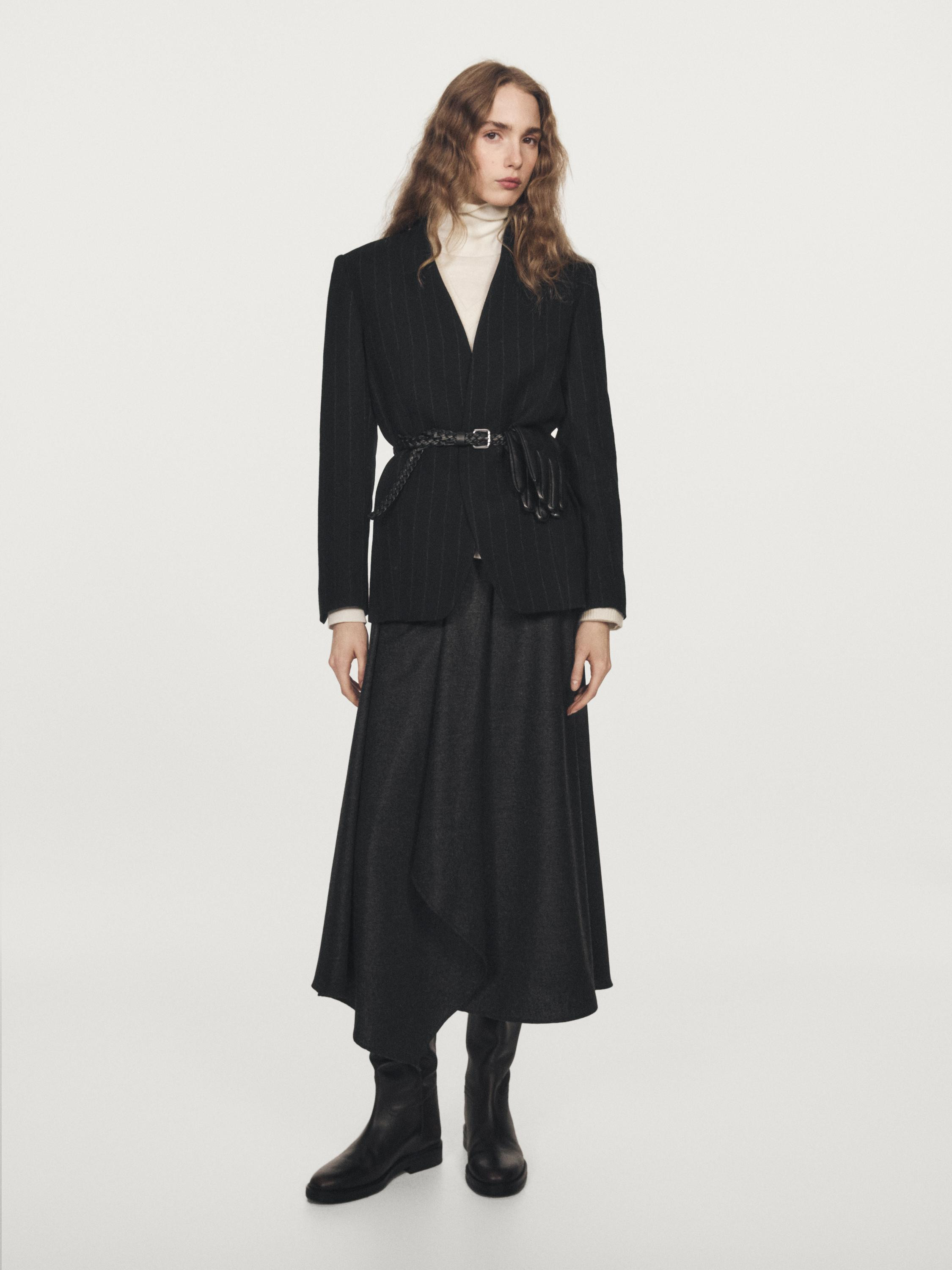 Blazer ohne Revers mit Nadelstreifen | Massimo Dutti DE