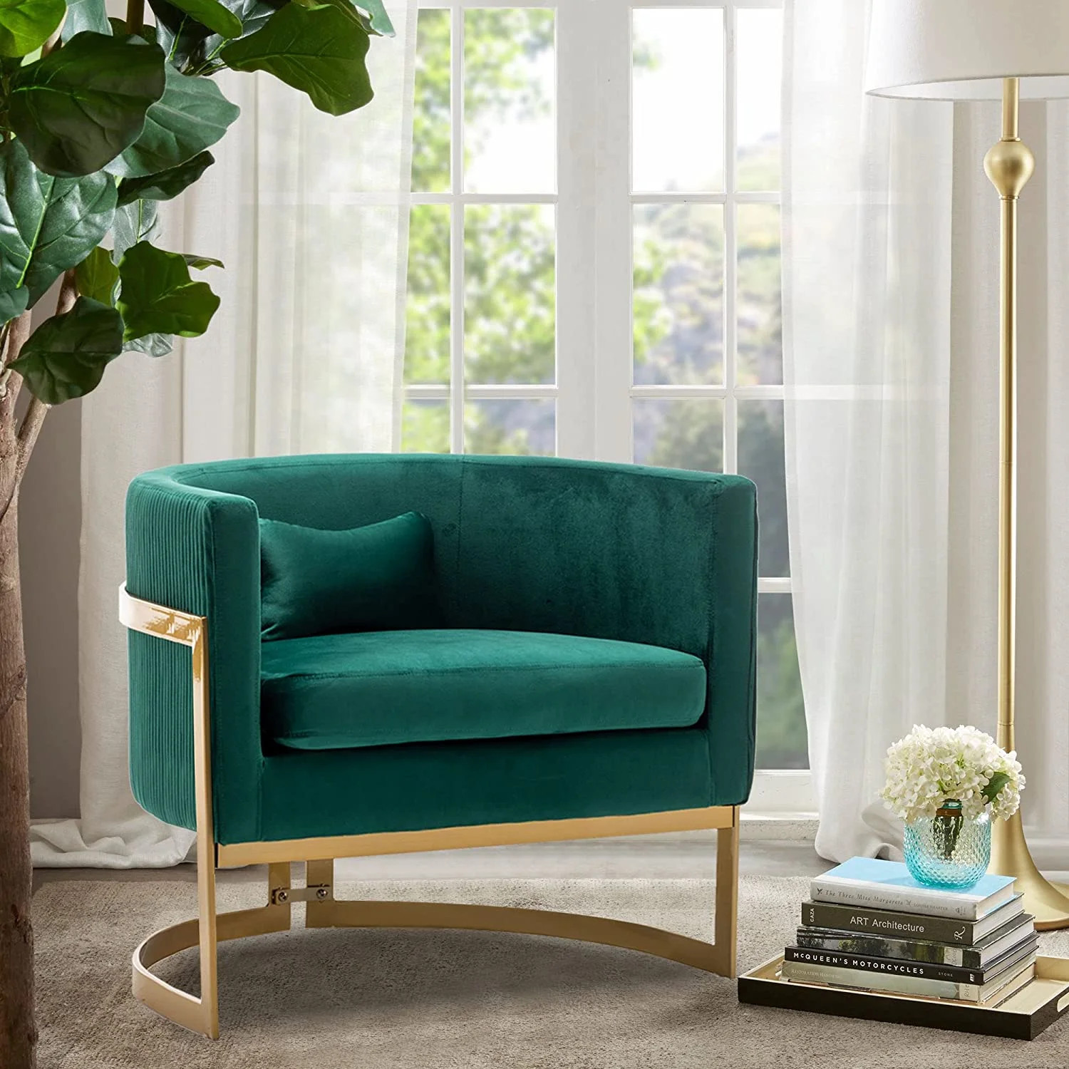 Andeworld Modern Upholstered Velvet Accent Chair Wide Arm Chair for Living Room Bedroom Leisure C... | Walmart (US)