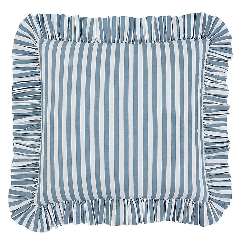Classic Stripe Ruffled Pillow - Sage 12" x 20" - Ballard Designs | Ballard Designs, Inc.