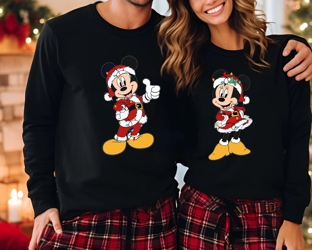 Mickey and Minnie Mouse Disney Couples Christmas Lights Sweatshirt, Mickey's Very Merry Xmas Part... | Etsy (US)