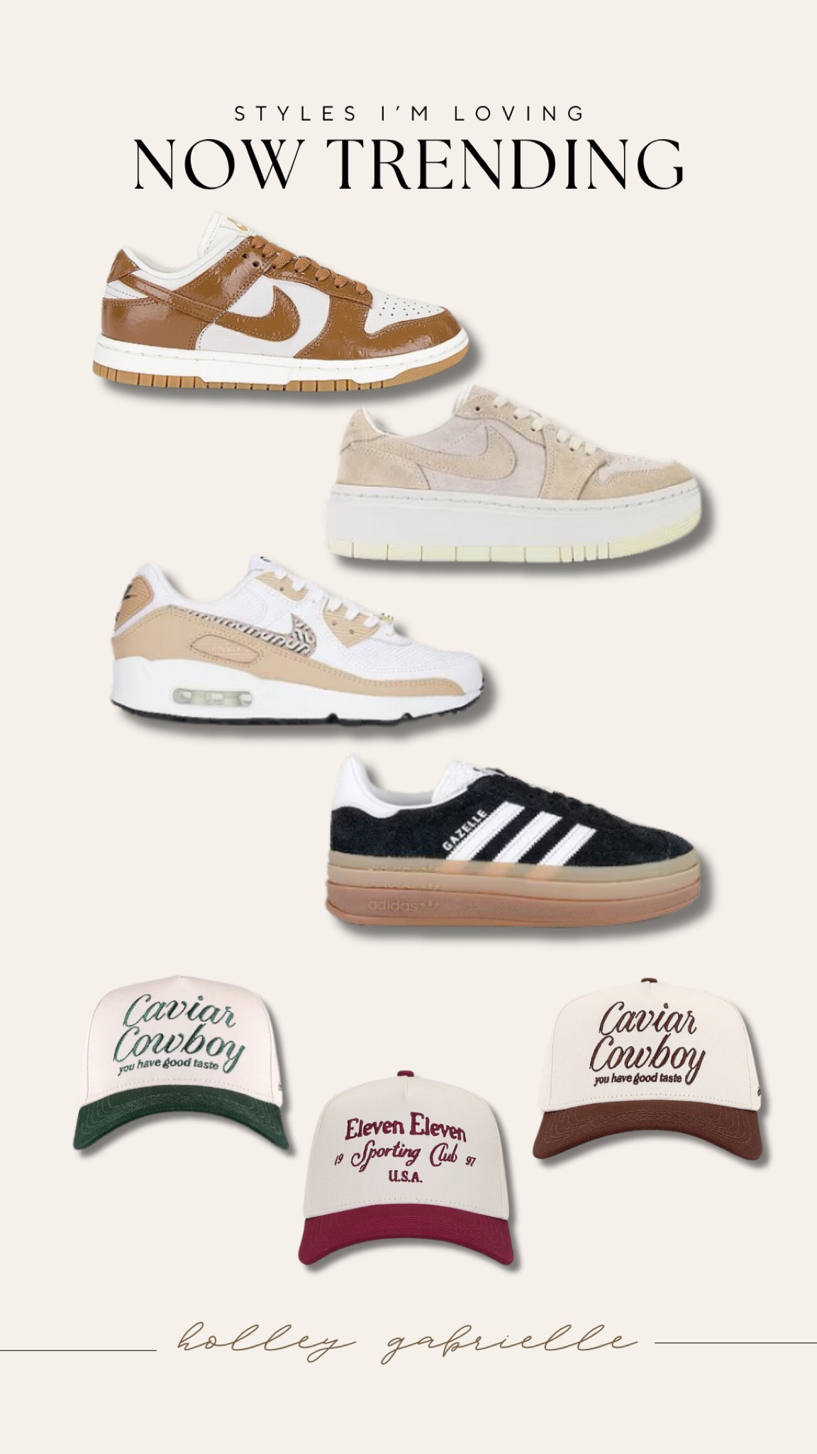 Spring styles I’m loving — 🤎🌿y’all know I had to with the hat😂

Nike / revolve / trucker hats / adidas / shoe inspo / spring style / Holley Gabrielle 

#LTKfindsunder100 #LTKSeasonal #LTKshoecrush