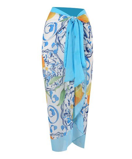 Doris Blue & White Floral Wrap Skirt Cover-Up - Women | Zulily