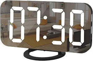 SZELAM Digital Clock Large Display, LED Alarm Electric Clocks Mirror Surface for Makeup with Dimi... | Amazon (US)