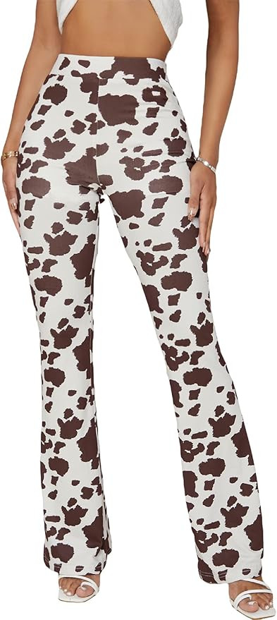 MakeMeChic Women's Plus Size High Waist Flare Pants Bell Bottom Pants Yoga Pants | Amazon (US)