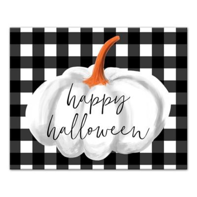 Designs Direct "Happy Halloween" Buffalo Check 16-Inch x 20-Inch Canvas Wall Art | Bed Bath & Beyond