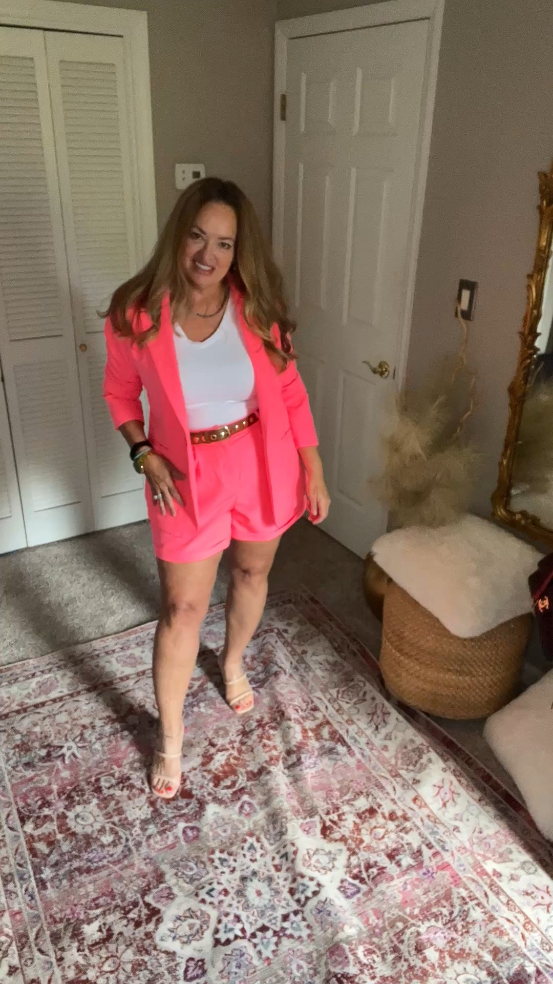 80s style with a neon pink short blazer set!
It really makes your tan pop! Love the oversized blazer and cuffed shorts!

#LTKWorkwear #LTKMidsize #LTKgrwm