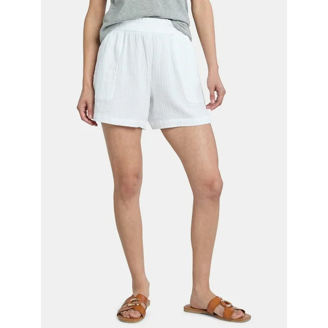 Time and Tru Women's Double Cloth Cotton Shorts, Sizes XS-XXXL | Walmart (US)