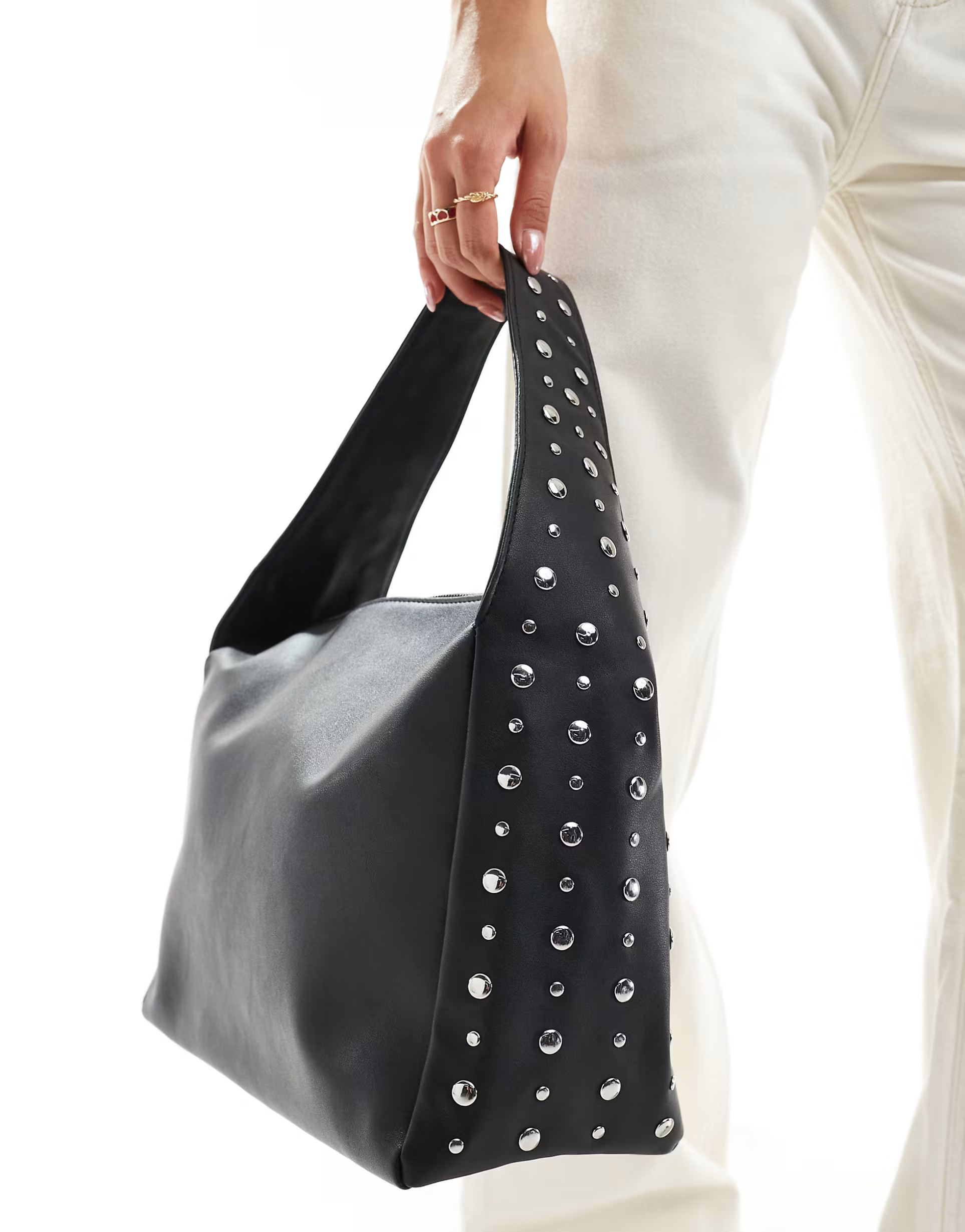 Glamorous studded shoulder tote bag in black | ASOS (Global)