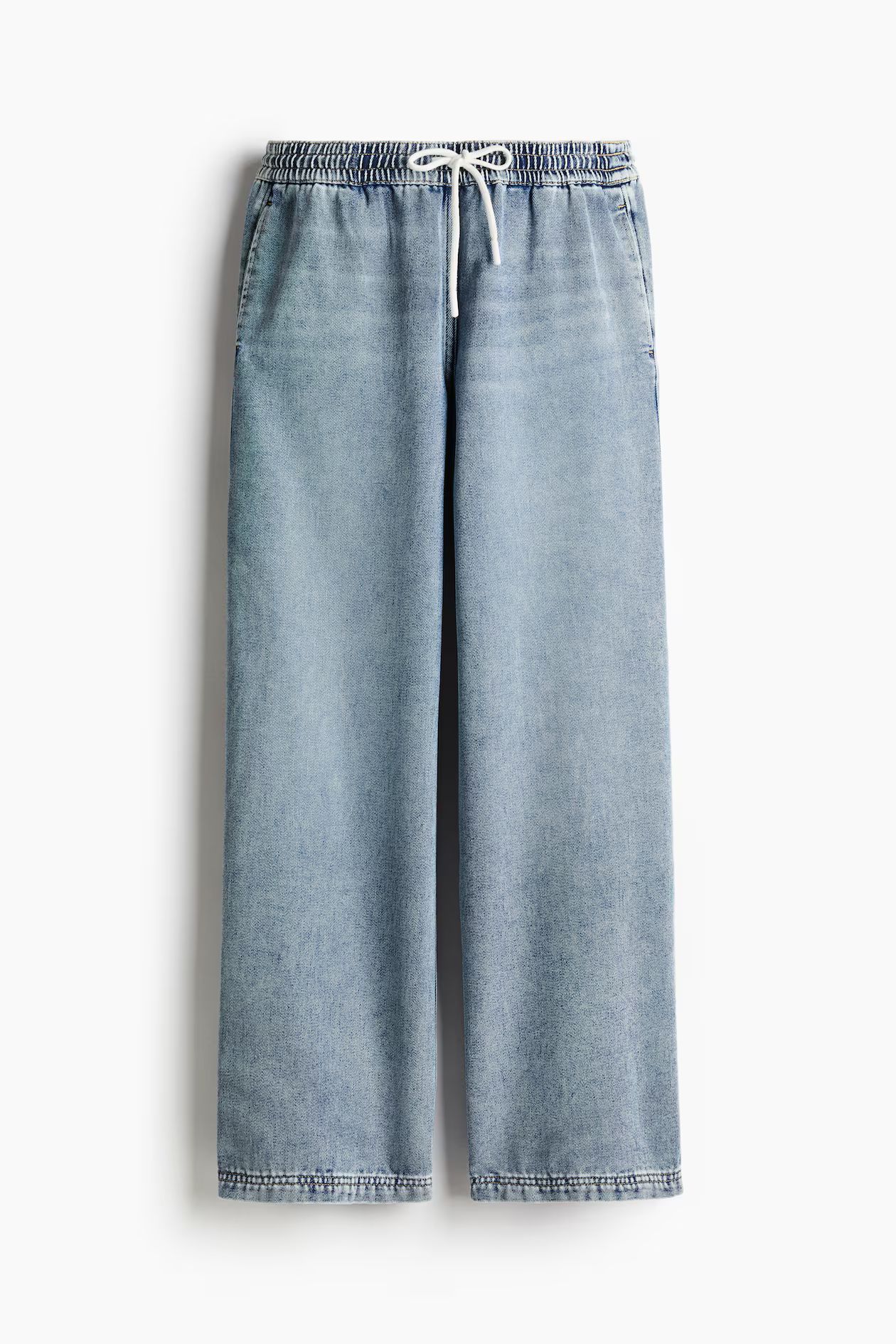 Denim Pull-on Pants - Regular waist - Long - Light denim blue - Ladies | H&M US | H&M (US + CA)