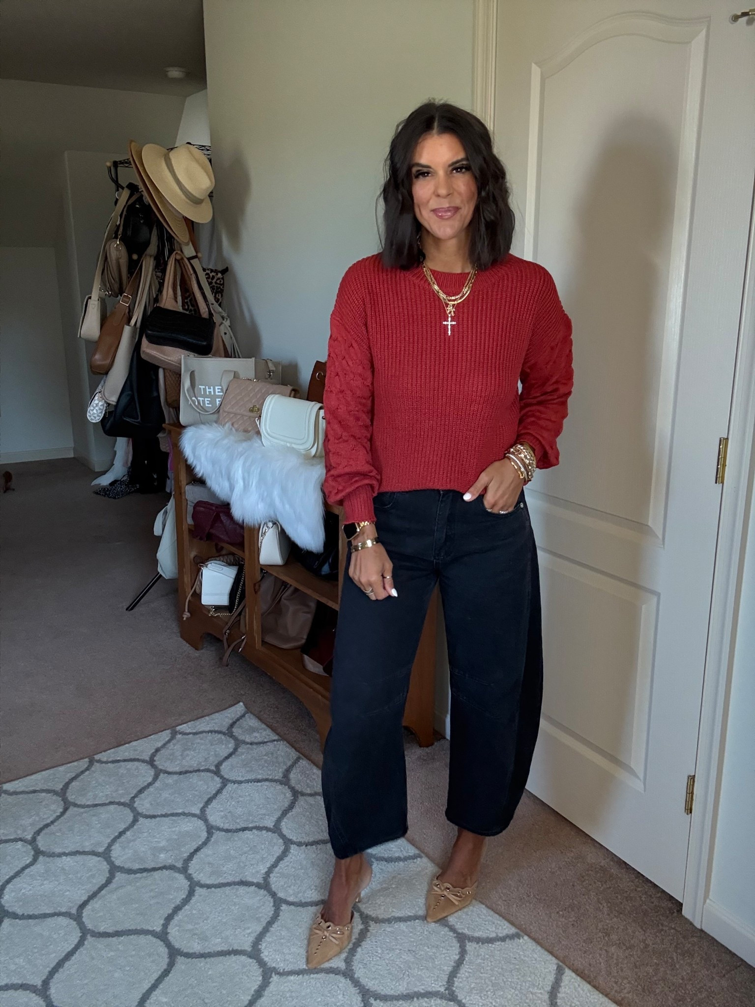 Size small in sweater and jeans 

#LTKSeasonal