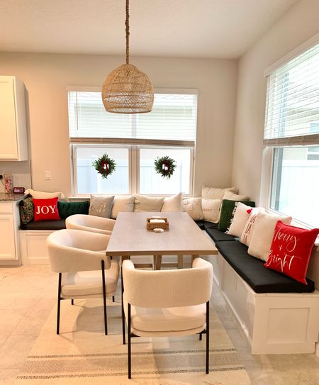 Holiday home decor christmas breakfast nook dining table 

#LTKhome #LTKSeasonal #LTKHoliday