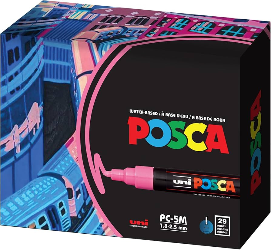 29 Medium Posca Markers with 5M Reversible Tips - Coloring Markers, Set of Acrylic Paint Pens for... | Amazon (US)