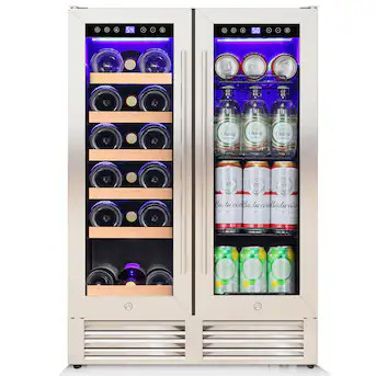 COWSAR 23.4-in W 18 -Bottles Silver Dual Zone Cooling Built-in/Undercounter Indoor Wine Cooler | Lowe's