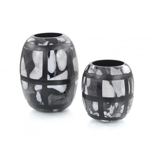 John-Richard Set of Two Black-and-White Glass Vases | Gracious Style