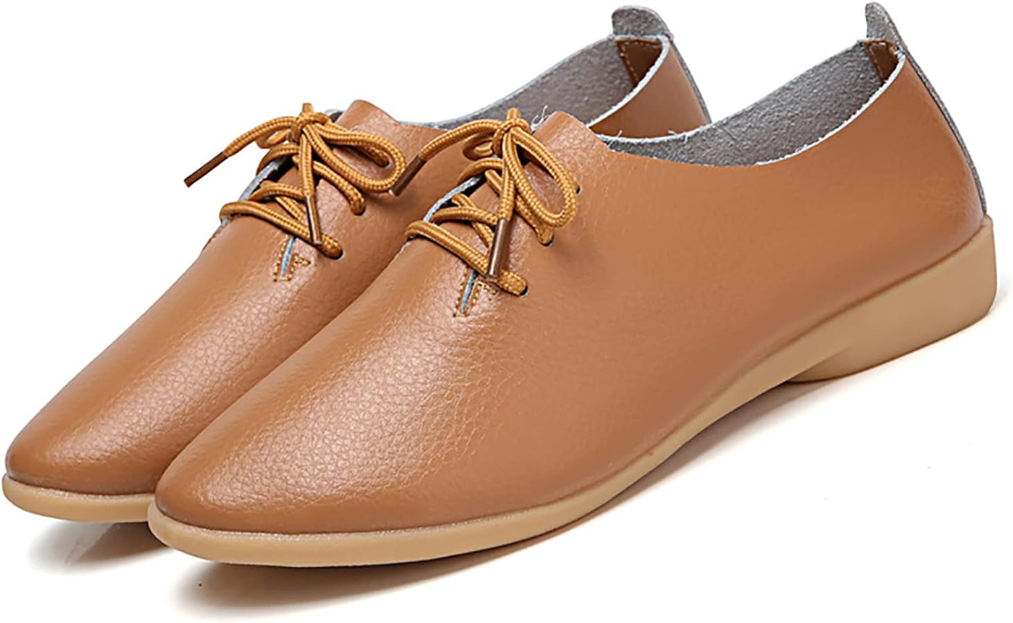 Women's Leather Lace Up Flats Pointed Loafers,Fashion Soft Bottom Low Lightweight Comfort Slip-On... | Amazon (US)