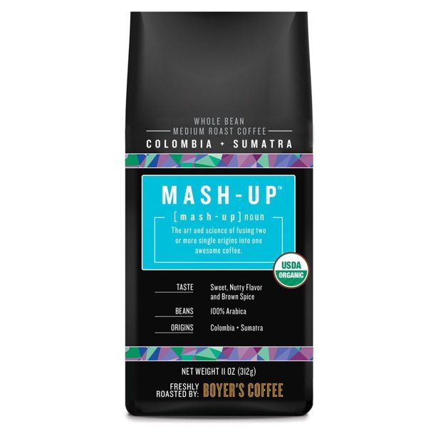 Boyer's Mash-Up Colombia + Sumatra Blend Whole Bean Coffee, Medium Roast, 11 Oz | Walmart (US)