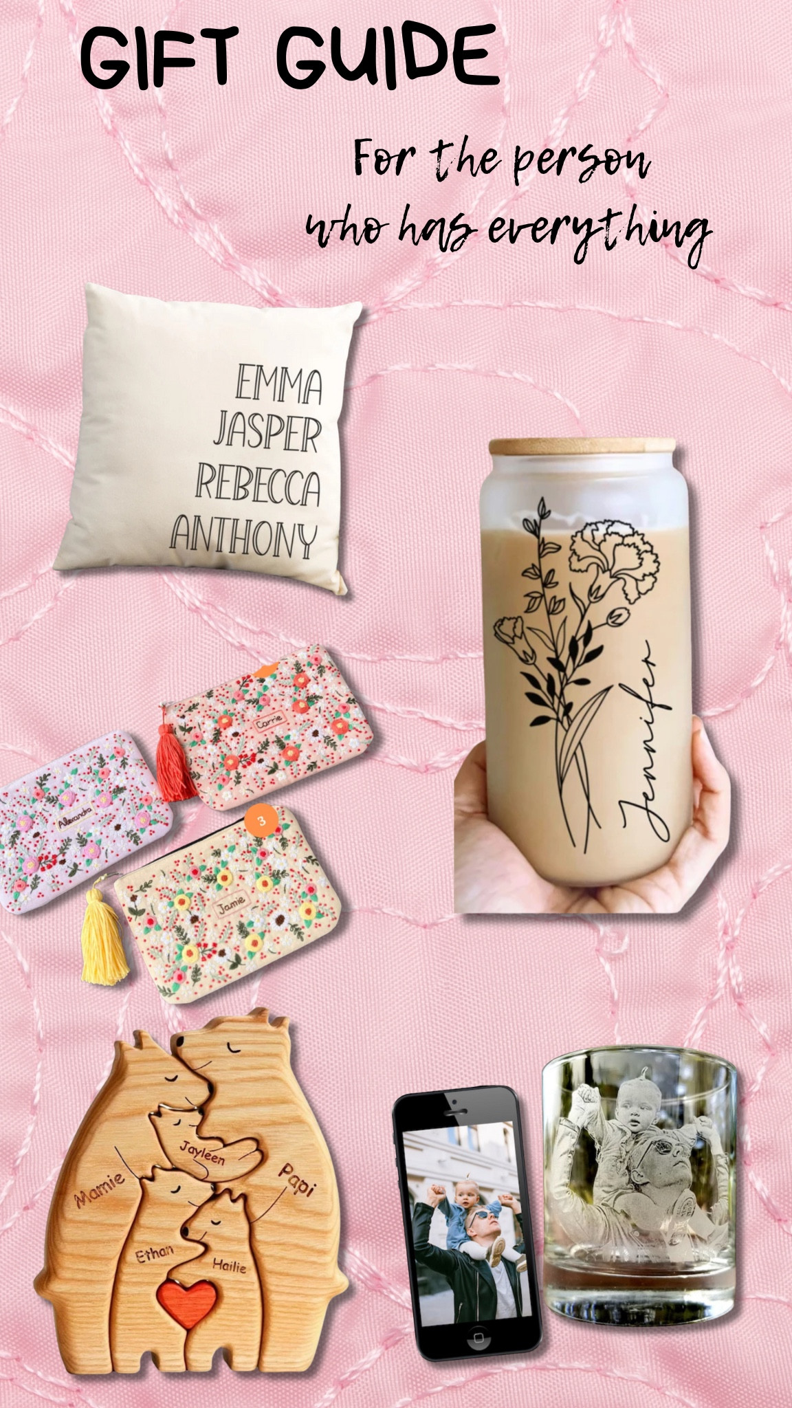 Gift guide for the person who has it all
Shopping
Christmas
Personalized
Cup
Mug
Etched
Pillow
Bag
Zipper
Pouch
Family


#LTKGiftGuide #LTKHoliday