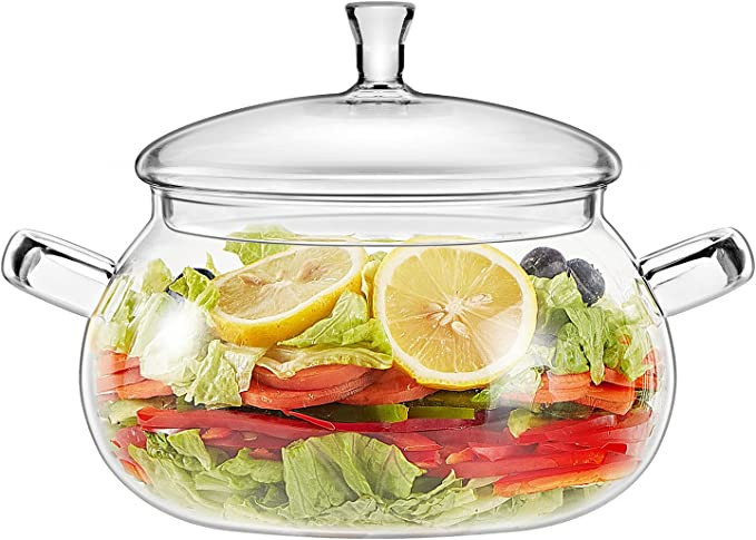 XJLVSV 64 Oz (2 Quart) Glass Clear Saucepan with Lid,Best Handmade Easy Clean Heat Resistant Glas... | Amazon (US)