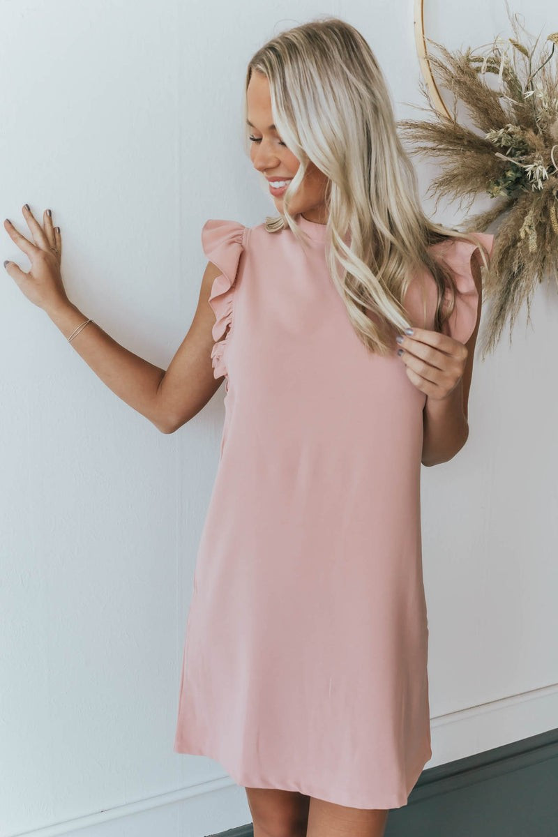 Feeling Pretty Mauve Ruffle Sleeve Dress | Apricot Lane Boutique