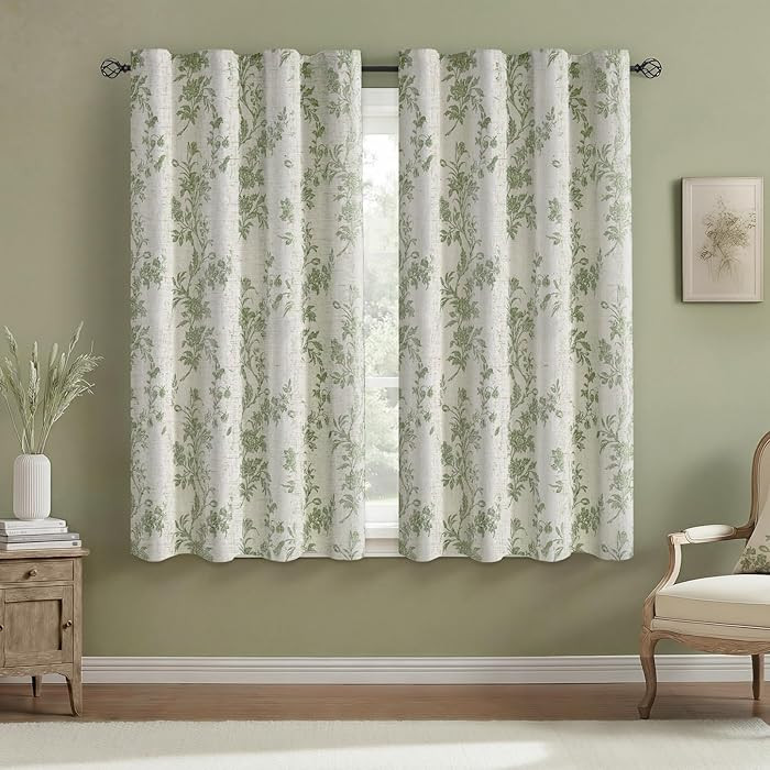 Floral Blackout Curtains Sage Green Printed Curtains Floral Blackout Curtains Farmhouse Boho Cott... | Amazon (US)