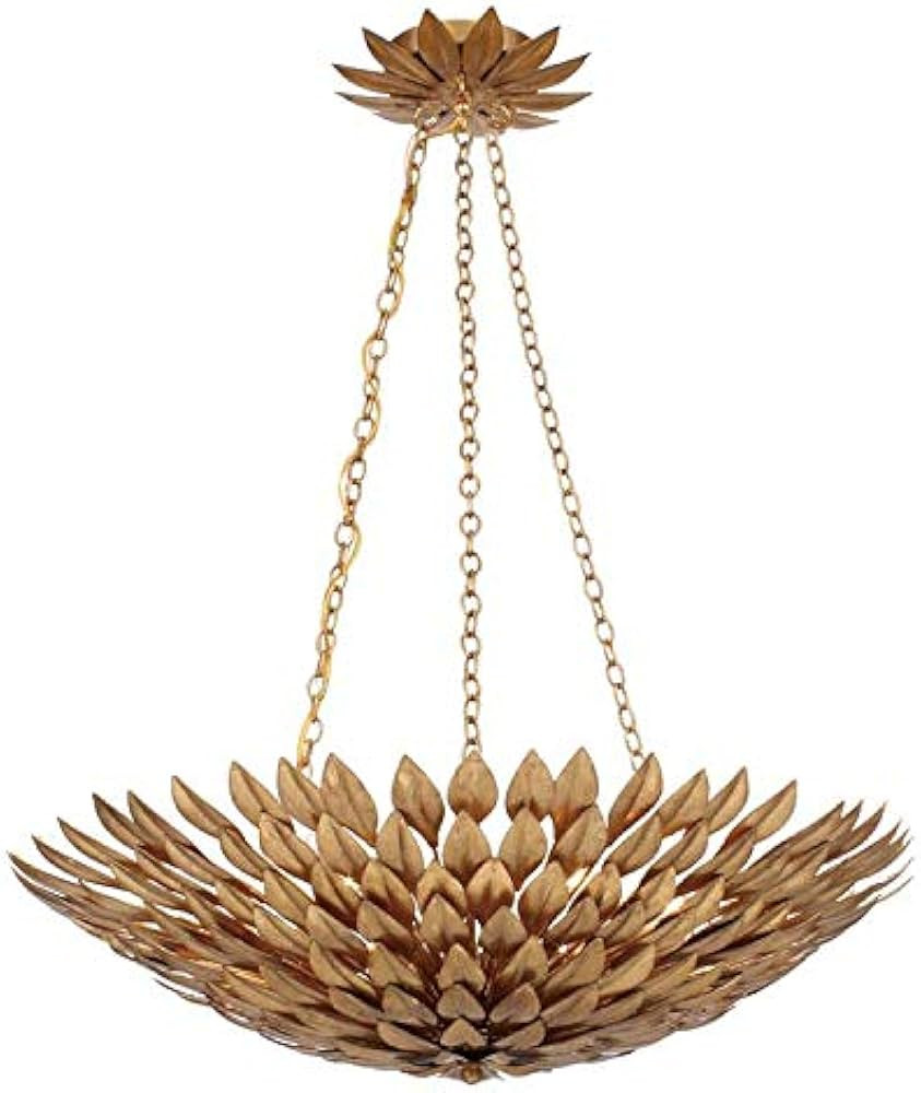 Crystorama Lighting Broche 6 Light Antique Gold Leaf Chandelier - Ceiling Light Fixture - Chandel... | Amazon (US)