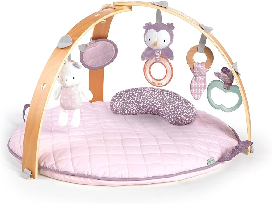Ingenuity Cozy Spot Reversible Duvet Activity Gym & Play Mat with Wooden-Toy-bar - Calla (Pink), ... | Amazon (US)