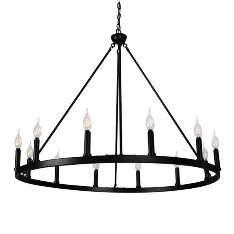 Canyon Home 12 Light Chandelier Wagon Wheel (37” Wide) Matte Black Steel Frame | Large Home Dec... | Walmart (US)
