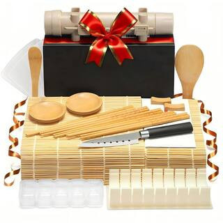 Sushi Making Kit with Chef’s Knife, Bamboo Mats, Rice Mold, Temaki Sushi Mats, Rice Paddle, Spreader, Chopsticks | The Home Depot