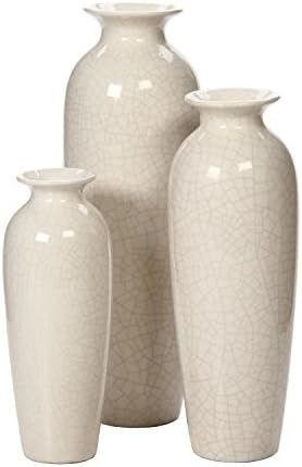 Amazon.com: Hosley Set of 3 Crackle Ivory Ceramic Vases. Ideal Gift for Wedding or Special Occasi... | Amazon (US)