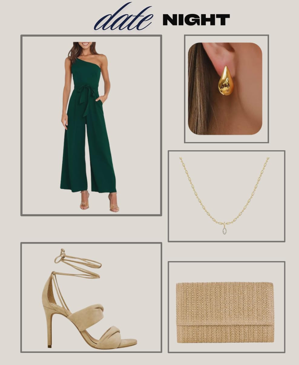 ANRABESS Women Summer Dressy Jumpsuits One Shoulder Sleeveless Casual Wide Leg Pants Romper Jumper 2025 Trendy Fall Outfits | Amazon (US)