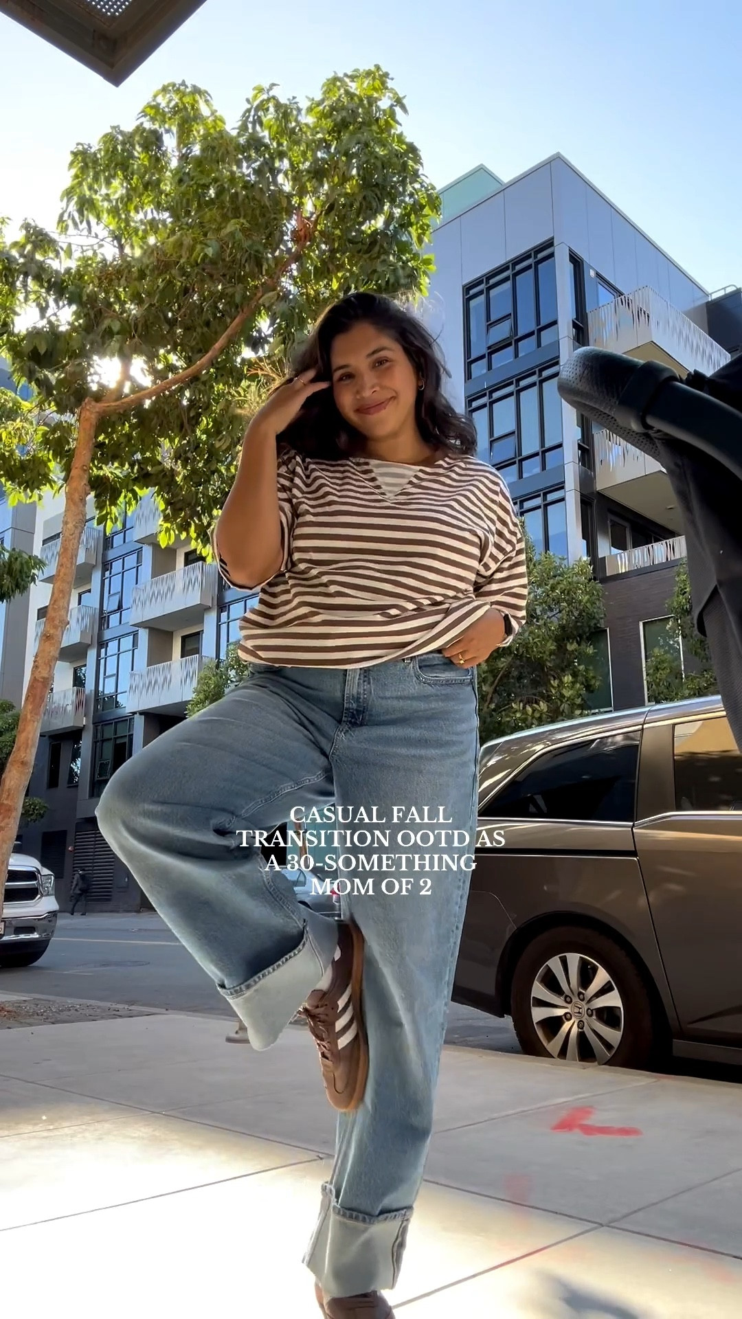 Fall transitional outfit as a 30 something mom, striped shirt, cuffed wide leg jeans 

#LTKFindsUnder50