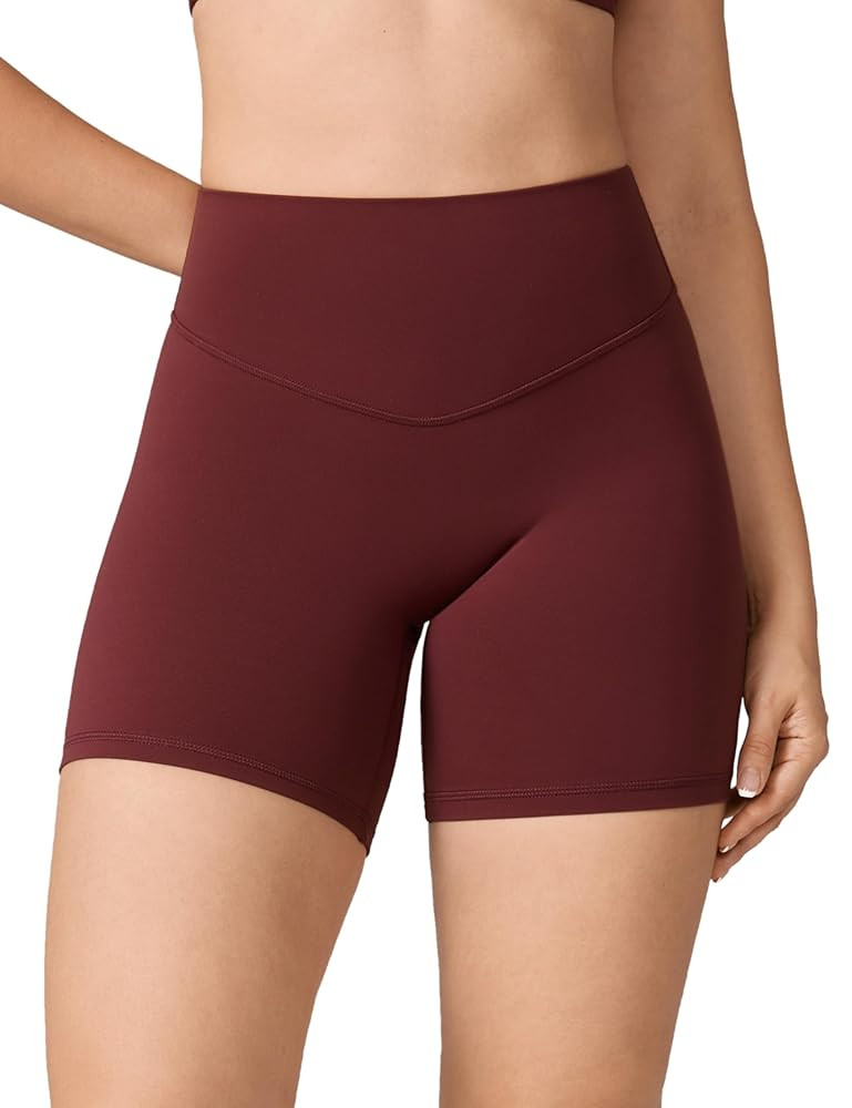 Hugcurve No Front Seam High Waisted Workout Biker Shorts for Women 6 Inches Tummy Control Buttery... | Amazon (US)