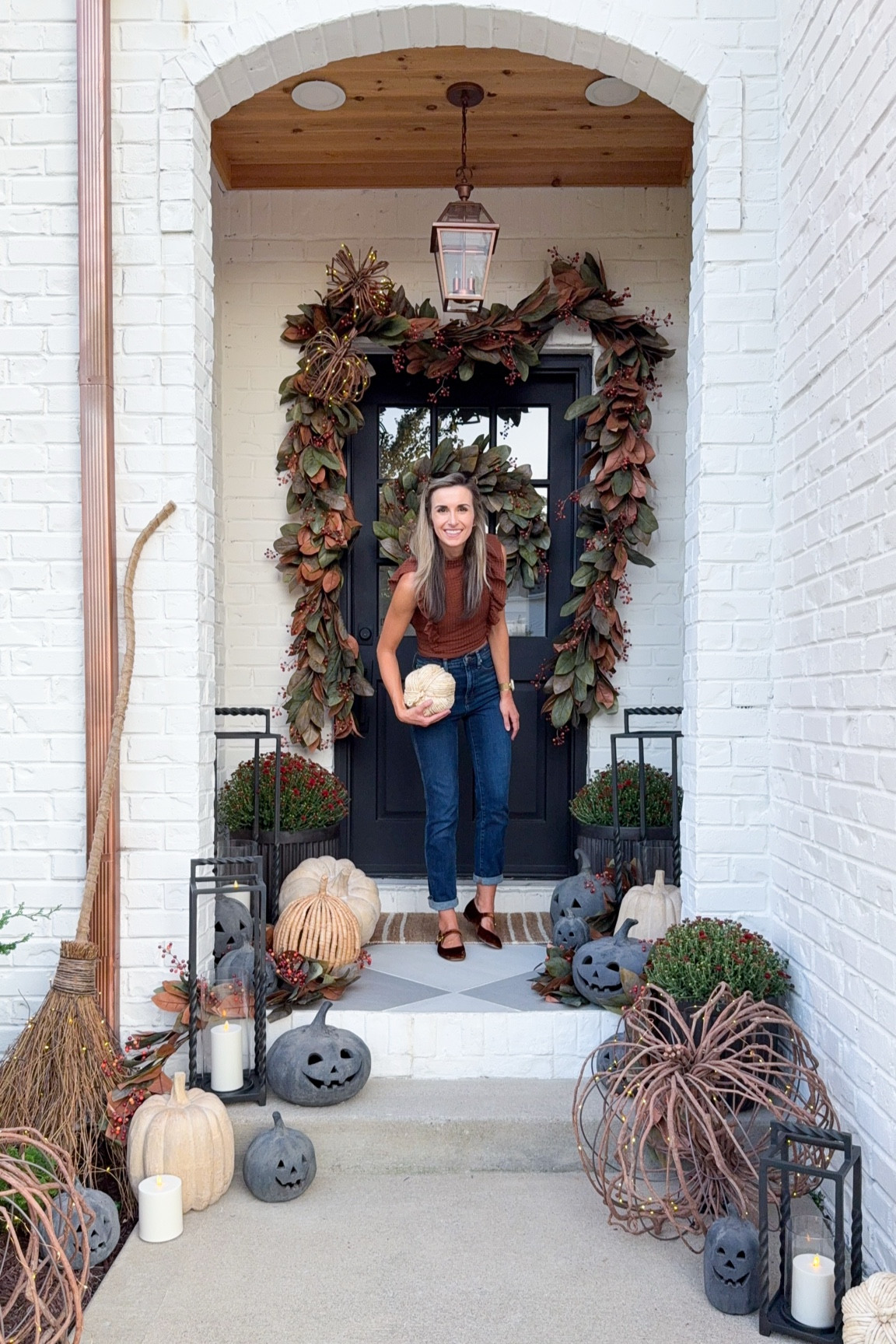 My Pottery Barn Fall Porch 🍂

The magnolia wreath and garland are EVERYTHING. I doubled them up for over the door & used a total of 6. I used floral wire to tie the wooden pumpkins to it & used even more as the pumpkins and lanterns spilled down the steps!

The weather might still be in summer mode, but me? I’m ready for fall. But like… warm fall. You get it. 

PS - a bunch of this is on sale so snag it while you can! 




#LTKHome #LTKSaleAlert #LTKFallSale