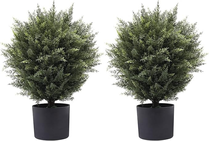 21” Artificial Cedar Outdoor Artificial Shrub Sunlight Resistant Leafy Potted Plant for Indoor ... | Amazon (US)