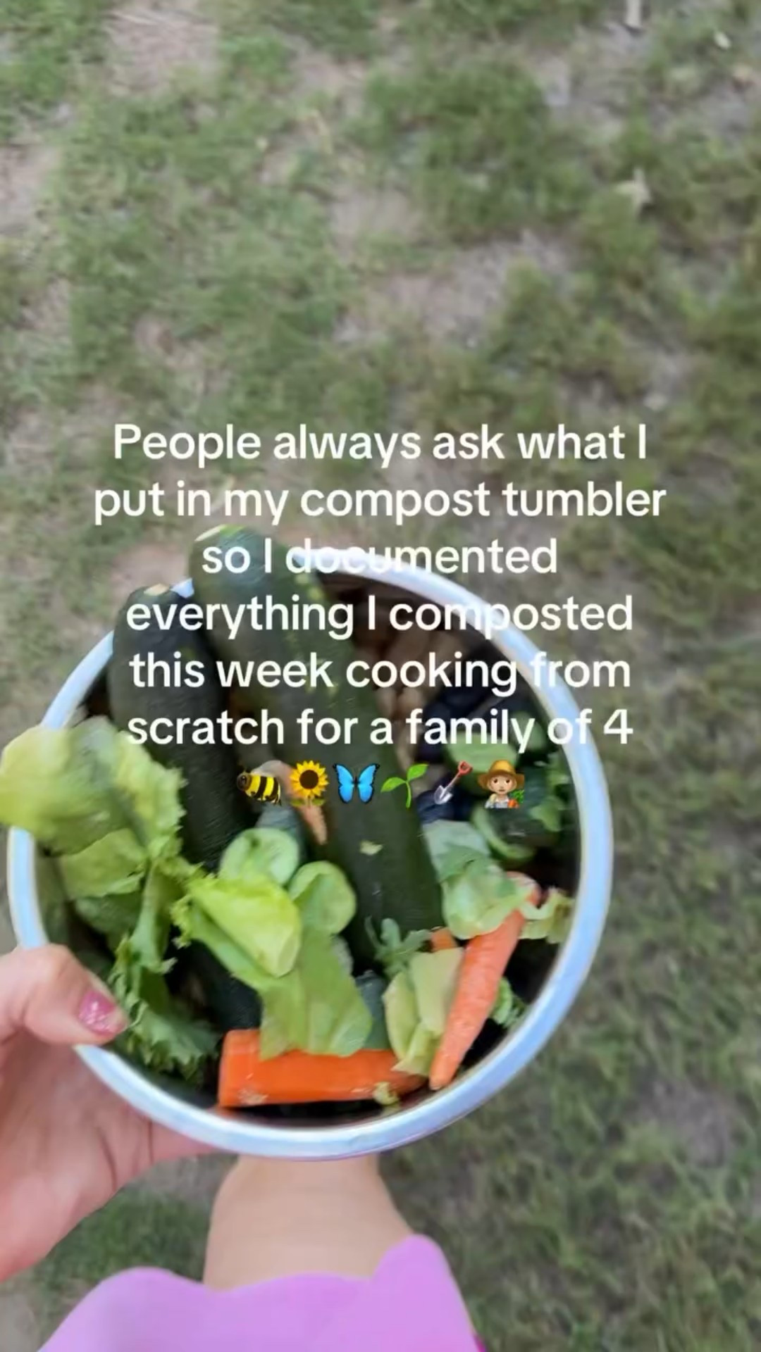 Every time I share about our compost tumblers or composting I get a ton of questions about what we put in it to make compost. I keep it super simple - all scraps we use throughout the week from vegetables, fruits, coffee grounds, egg shells, those old bananas my kids said they were going to eat, get thrown in, I add some extra dirt, leaves from my yard and sometimes some shredded newspaper if I remember to buy one at the grocery store 😅 I spin her around every now & then & make sure she stays moist enough (ick! lol) it really doesn’t have to be complicated or hard labor. Do you compost? #compost #composting #gardening #sustainableliving #zerowaste #foodwaste #backyardgarden