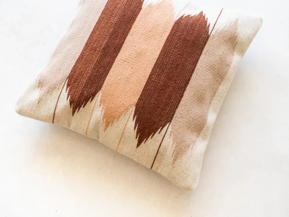 Natural Boho Pillow, Mexican Cushion, Decorative Throw Pillow, Handwoven Wool cushion, boho throw... | Etsy (US)