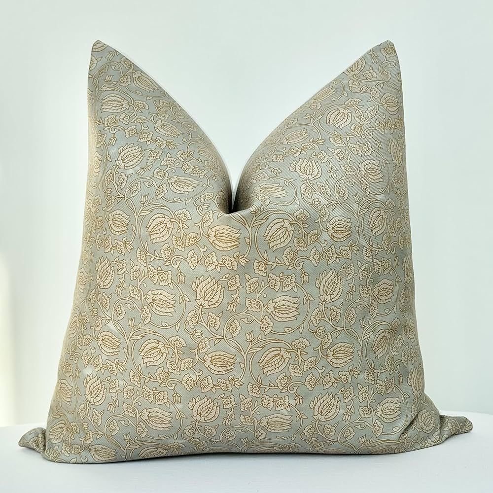 Decorative Floral Print Pillow Cover in Grey and Brown for Home Decor, Throw Pillow Cover, Indoor... | Amazon (US)
