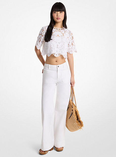 Corded Floral Lace Cropped Blouse | Michael Kors US