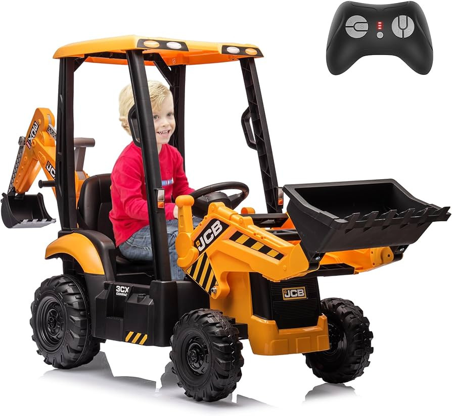 12V JCB Ride On Excavator with Remote Control,Electric Car for Kids 3-8 with Tractor,Bulldozer,Di... | Amazon (US)