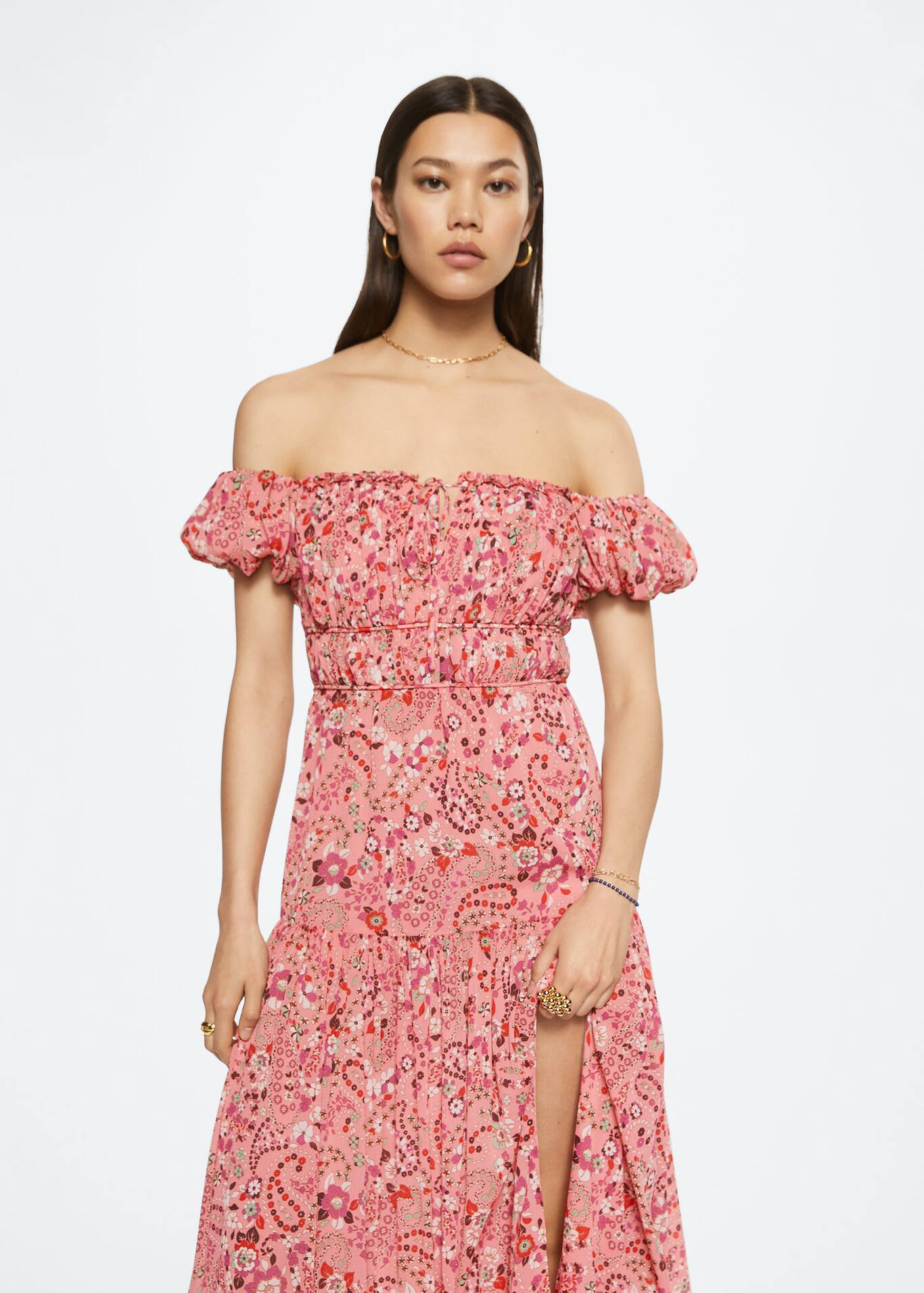 Abito fiori dettaglio increspato | Mango IT