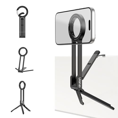 ULANZI MA57 Magnetic Phone Tripod for iPhone - Portable Mini Tripod for MagSafe Pocket Cell Phone Stand, Strong Magnet Quick Mount Foldable Hook Compatible with iPhone 17 16 15 14 13 12 Series, Black | Amazon (US)